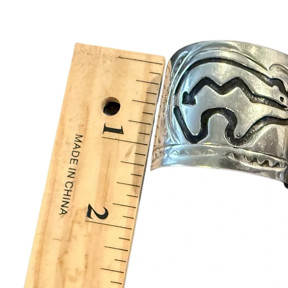 RARE Leander Nezzie Native American silver hair cuff barrette Vintage Navajo